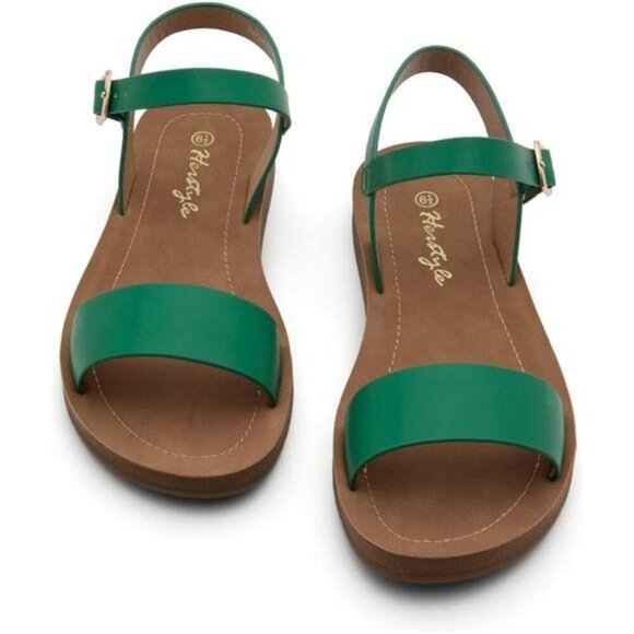 Womens Flat Sandals Open Toe Ankle Strap Buckle Casual Summer Beach Shoes - Picture 4 of 8